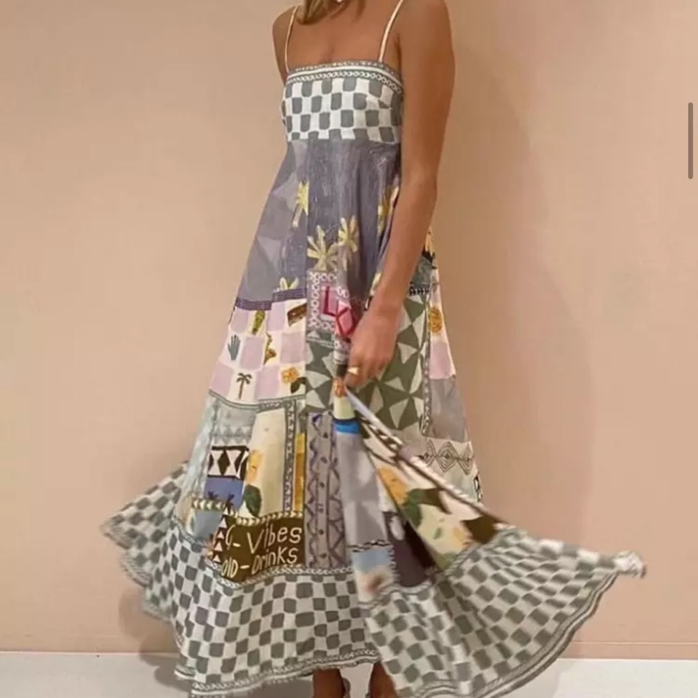 EmmaLee Runway Patchwork Maxi Sun Dress, Couture Lux Maxi Gown - Picture 6 of 16